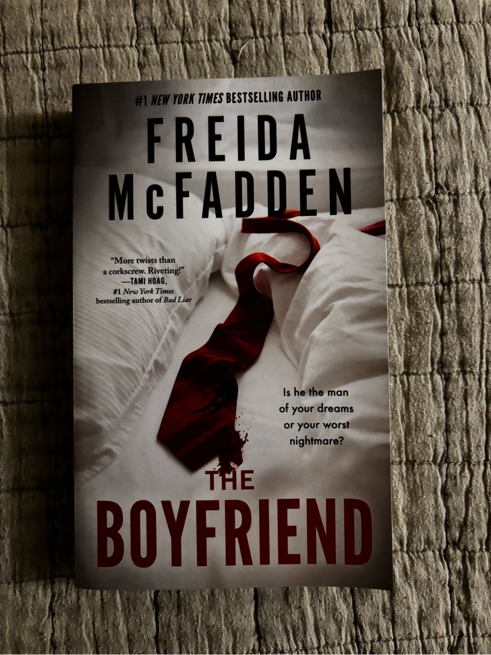 The Boyfriend by Freida McFadden - Red & White Cover